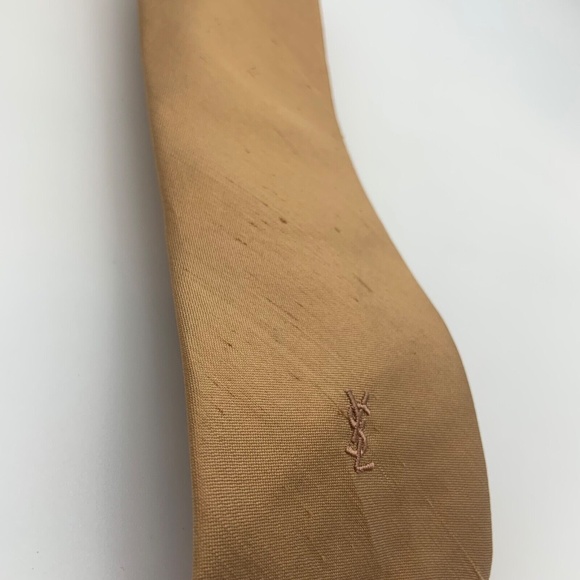 Set of Two Vintage Yves Saint Laurent Silk Ties Blue & Gold - Picture 13 of 15